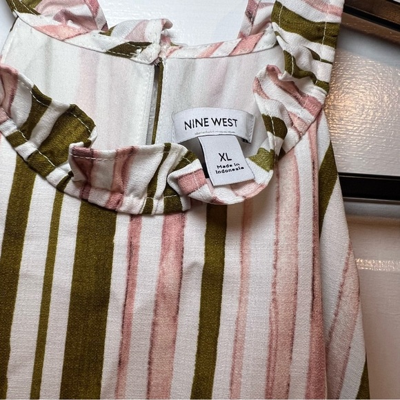 #97 NINE WEST GATHERED WAIST STRIPED HALTER MAXI DRESS SIZE XL - Picture 5 of 6